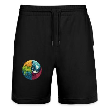 Erde Elemente - Stanley/Stella Unisex Bio Joggingshorts Trainer  - Schwarz - Vorne - Nik (191cm) & Marisol (170cm)