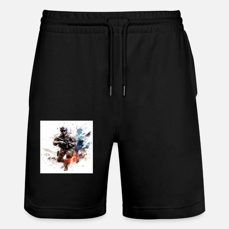 COD gaming art shooter 2 - Stanley/Stella Trainer Unisex Organic Jogging Shorts - black