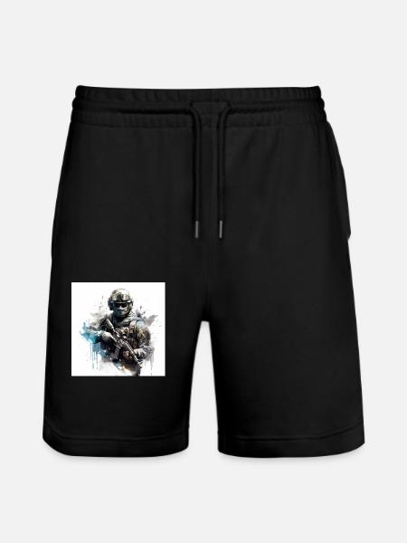 COD gaming art shooter - Stanley/Stella Trainer Unisex Organic Jogging Shorts - black