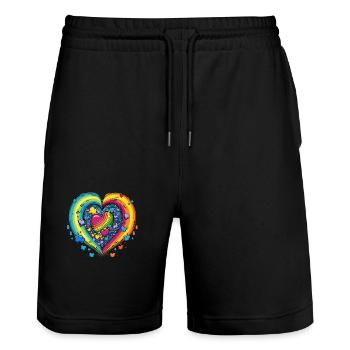 La communauté LGBTQAI+ soutient Rainbow Hearts - Short de jogging bio TRAINER Stanley/Stella unisexe - noir - Devant - Nik (191cm) & Marisol (170cm)