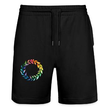 Regenbogenblätter. Einen Kreis im Aquarellstil bilden - Stanley/Stella Unisex Bio Joggingshorts Trainer  - Schwarz - Vorne - Nik (191cm) & Marisol (170cm)