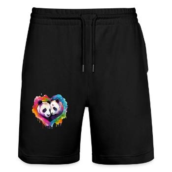 LGBTQIA+ Animal Love, Panda - Short de jogging bio TRAINER Stanley/Stella unisexe - noir - Devant - Nik (191cm) & Marisol (170cm)