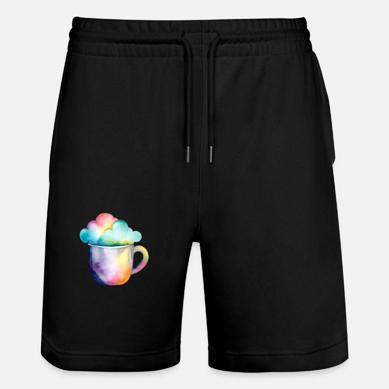 Rainbow coffee with a cloud - Stanley/Stella Trainer Unisex Organic Jogging Shorts - black