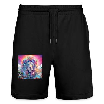 icecrusher Cartographic Pencil Art Color Grading - Stanley/Stella Unisex Bio Joggingshorts Trainer  - Schwarz - Vorne - Nik (191cm) & Marisol (170cm)