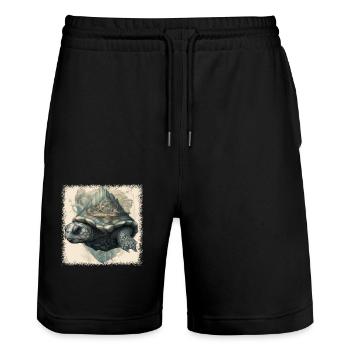 diving present blue sea turtle funny quote duck - Stanley/Stella Unisex Bio Joggingshorts Trainer  - Schwarz - Vorne - Nik (191cm) & Marisol (170cm)