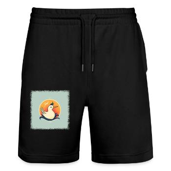 animals birthday present idea bday birds - Stanley/Stella Trainer Unisex Organic Jogging Shorts - black - Front - Nik (191cm) & Marisol (170cm)