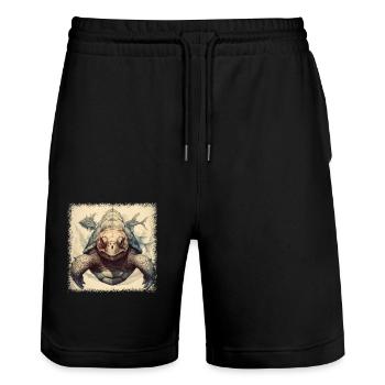 cool animal defense quote love tortoises gift idea - Stanley/Stella Unisex Bio Joggingshorts Trainer  - Schwarz - Vorne - Nik (191cm) & Marisol (170cm)