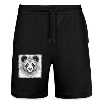humor gift idea koala mammal geek panda bear funny - Stanley/Stella Unisex Bio Joggingshorts Trainer  - Schwarz - Vorne - Nik (191cm) & Marisol (170cm)