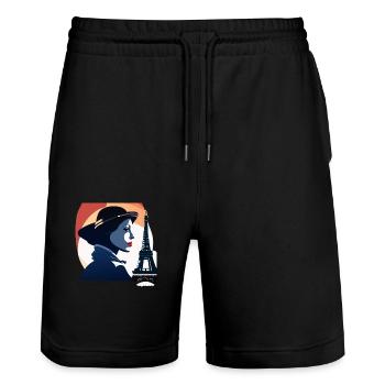 Tour Eiffel - Short de jogging bio TRAINER Stanley/Stella unisexe - noir - Devant - Nik (191cm) & Marisol (170cm)