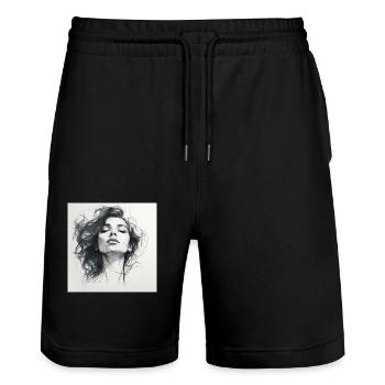 Woman One Line - Stanley/Stella Unisex Bio Joggingshorts Trainer  - Schwarz - Vorne - Nik (191cm) & Marisol (170cm)