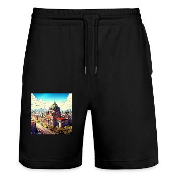 Cathédrale - Short de jogging bio TRAINER Stanley/Stella unisexe - noir - Devant - Nik (191cm) & Marisol (170cm)