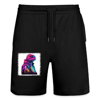 sayings cool funny quote wave turtle lover diving - Stanley/Stella Unisex Bio Joggingshorts Trainer  - Schwarz - Vorne - Nik (191cm) & Marisol (170cm)