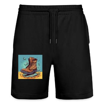 Broken boots - Stanley/Stella Trainer Unisex Organic Jogging Shorts - black - Front - Nik (191cm) & Marisol (170cm)