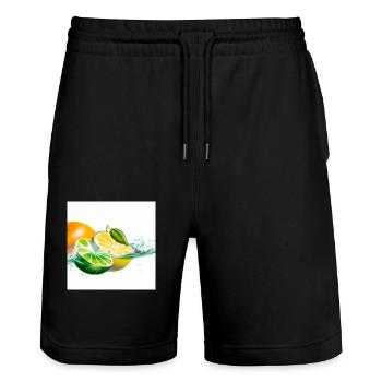Citrus Splash - Stanley/Stella Trainer Unisex Organic Jogging Shorts - black - Front - Nik (191cm) & Marisol (170cm)