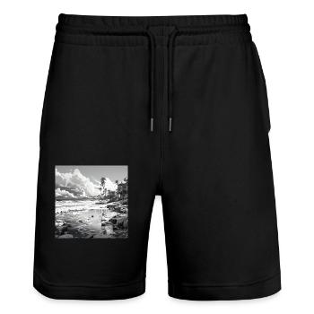 hongcity cayman islands black white beach - Stanley/Stella Unisex Bio Joggingshorts Trainer  - Schwarz - Vorne - Nik (191cm) & Marisol (170cm)