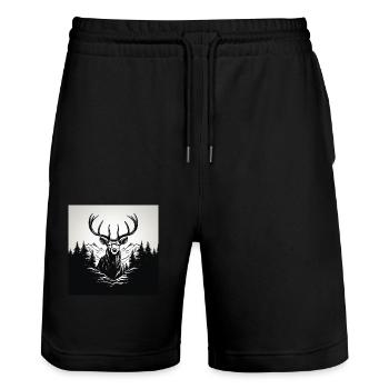 Schwarz Weiß Hirsch - Stanley/Stella Unisex Bio Joggingshorts Trainer  - Schwarz - Vorne - Nik (191cm) & Marisol (170cm)