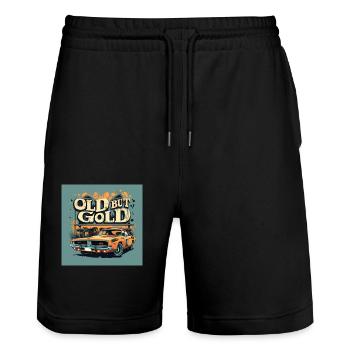 Old but gold - Stanley/Stella Trainer Unisex Organic Jogging Shorts - black - Front - Nik (191cm) & Marisol (170cm)