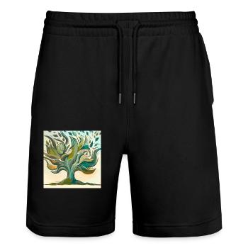 die natur weckt leben - Stanley/Stella Unisex Bio Joggingshorts Trainer  - Schwarz - Vorne - Nik (191cm) & Marisol (170cm)