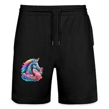 Licorne Néon - Short de jogging bio TRAINER Stanley/Stella unisexe - noir - Devant - Nik (191cm) & Marisol (170cm)