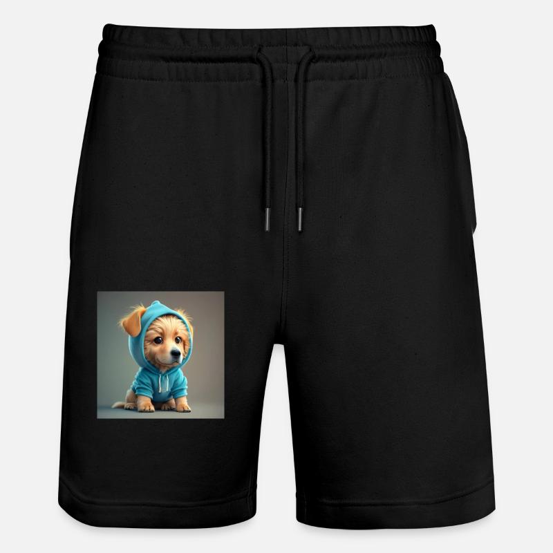 Hund mit blauer Kapuze - Stanley/Stella Unisex Bio Joggingshorts Trainer  - Schwarz