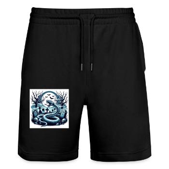 Snake Cemetery Halloween - Stanley/Stella Trainer Unisex Organic Jogging Shorts - black - Front - Nik (191cm) & Marisol (170cm)