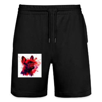 Bully Love - Stanley/Stella Trainer Unisex Organic Jogging Shorts - black - Front - Nik (191cm) & Marisol (170cm)