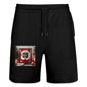 Bully Christmas - Stanley/Stella Trainer Unisex Organic Jogging Shorts - black - Front - Nik (191cm) & Marisol (170cm)