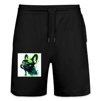 Bully Love - Stanley/Stella Trainer Unisex Organic Jogging Shorts - black - Front - Nik (191cm) & Marisol (170cm)