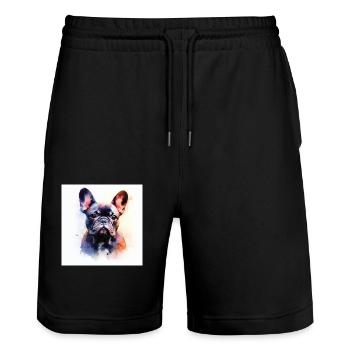 Bully Love - Stanley/Stella Trainer Unisex Organic Jogging Shorts - black - Front - Nik (191cm) & Marisol (170cm)