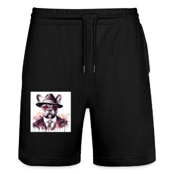 Bully the Godfather - Stanley/Stella Trainer Unisex Organic Jogging Shorts - black - Front - Nik (191cm) & Marisol (170cm)