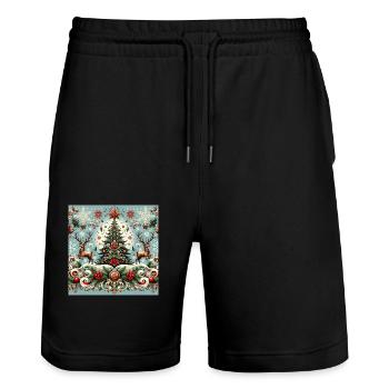 Weihnachten steht vor der Tür - Stanley/Stella Unisex Bio Joggingshorts Trainer  - Schwarz - Vorne - Nik (191cm) & Marisol (170cm)