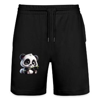 Panda - Short de jogging bio TRAINER Stanley/Stella unisexe - noir - Devant - Nik (191cm) & Marisol (170cm)