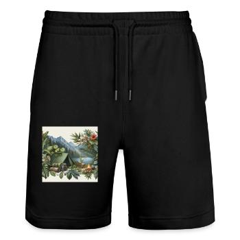 Camp in the jungle - Stanley/Stella Trainer Unisex Organic Jogging Shorts - black - Front - Nik (191cm) & Marisol (170cm)