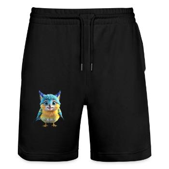 Niedlicher gelber Vogel - Stanley/Stella Unisex Bio Joggingshorts Trainer  - Schwarz - Vorne - Nik (191cm) & Marisol (170cm)