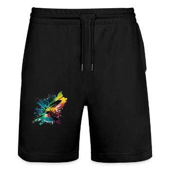 rainbow - Stanley/Stella Trainer Unisex Organic Jogging Shorts - black - Front - Nik (191cm) & Marisol (170cm)