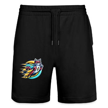 Flash Cat - The Cat with the Superpowers - Stanley/Stella Trainer Unisex Organic Jogging Shorts - black - Front - Nik (191cm) & Marisol (170cm)