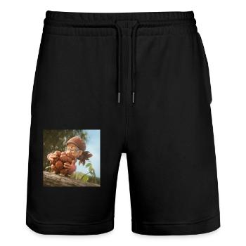 Châtaignier omi - Short de jogging bio TRAINER Stanley/Stella unisexe - noir - Devant - Nik (191cm) & Marisol (170cm)