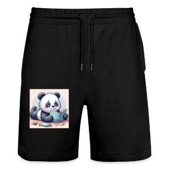 Livre Panda - Short de jogging bio TRAINER Stanley/Stella unisexe - noir - Devant - Nik (191cm) & Marisol (170cm)