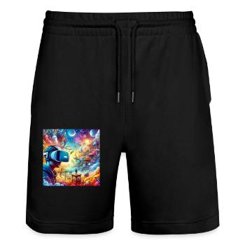 Metaverse - Stanley/Stella Unisex Bio Joggingshorts Trainer  - Schwarz - Vorne - Nik (191cm) & Marisol (170cm)