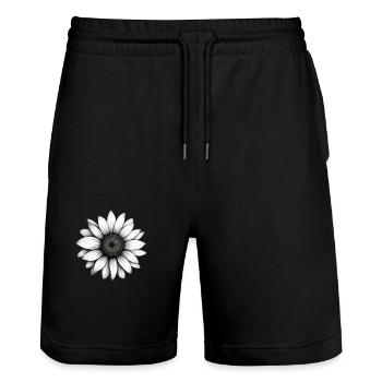 Sonnenblume | Retro | minimalistisch - Stanley/Stella Unisex Bio Joggingshorts Trainer  - Schwarz - Vorne - Nik (191cm) & Marisol (170cm)