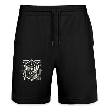 Rank of Honor - Stanley/Stella Trainer Unisex Organic Jogging Shorts - black - Front - Nik (191cm) & Marisol (170cm)