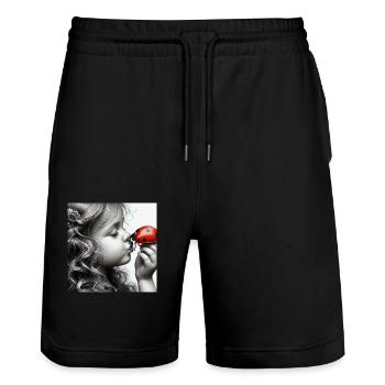 Respectez la nature... Enfant coccinelle - Short de jogging bio TRAINER Stanley/Stella unisexe - noir - Devant - Nik (191cm) & Marisol (170cm)