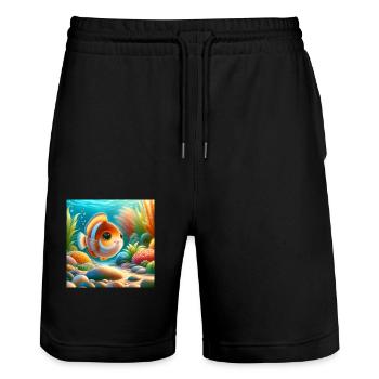 Sweet fish - Stanley/Stella Trainer Unisex Organic Jogging Shorts - black - Front - Nik (191cm) & Marisol (170cm)