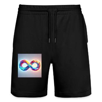 Infinity, prism rainbow - Stanley/Stella Trainer Unisex Organic Jogging Shorts - black - Front - Nik (191cm) & Marisol (170cm)