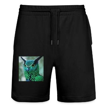 Chic Owl Fashion: Nature-inspired Clothing Design - Short de jogging bio TRAINER Stanley/Stella unisexe - noir - Devant - Nik (191cm) & Marisol (170cm)