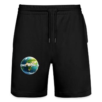 One World 3 - Stanley/Stella Unisex Bio Joggingshorts Trainer  - Schwarz - Vorne - Nik (191cm) & Marisol (170cm)