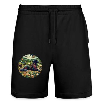 Fantasy Dogs - Stanley/Stella Unisex Bio Joggingshorts Trainer  - Schwarz - Vorne - Nik (191cm) & Marisol (170cm)
