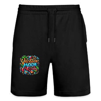 Vacation Mode - Stanley/Stella Unisex Bio Joggingshorts Trainer  - Schwarz - Vorne - Nik (191cm) & Marisol (170cm)