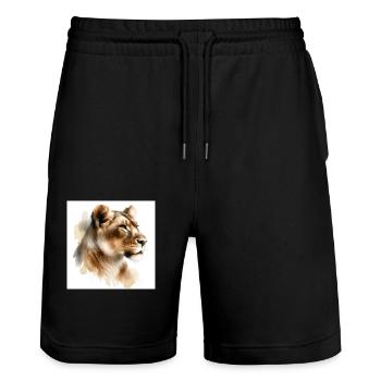 group1 2 - Stanley/Stella Unisex Bio Joggingshorts Trainer  - Schwarz - Vorne - Nik (191cm) & Marisol (170cm)