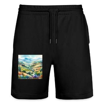 group1 3 - Stanley/Stella Unisex Bio Joggingshorts Trainer  - Schwarz - Vorne - Nik (191cm) & Marisol (170cm)